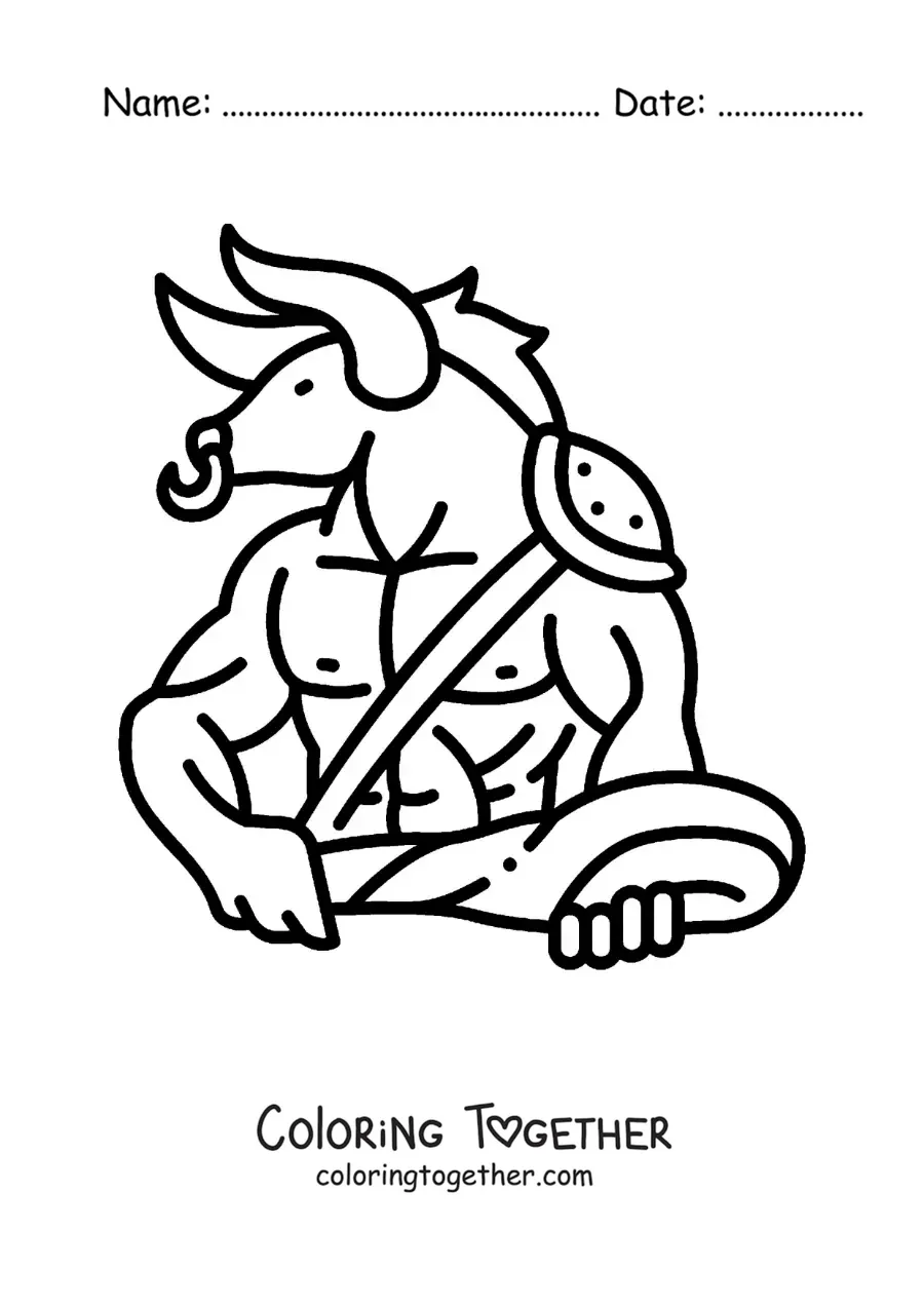 Coloring page of the easy cartoon Minotaur