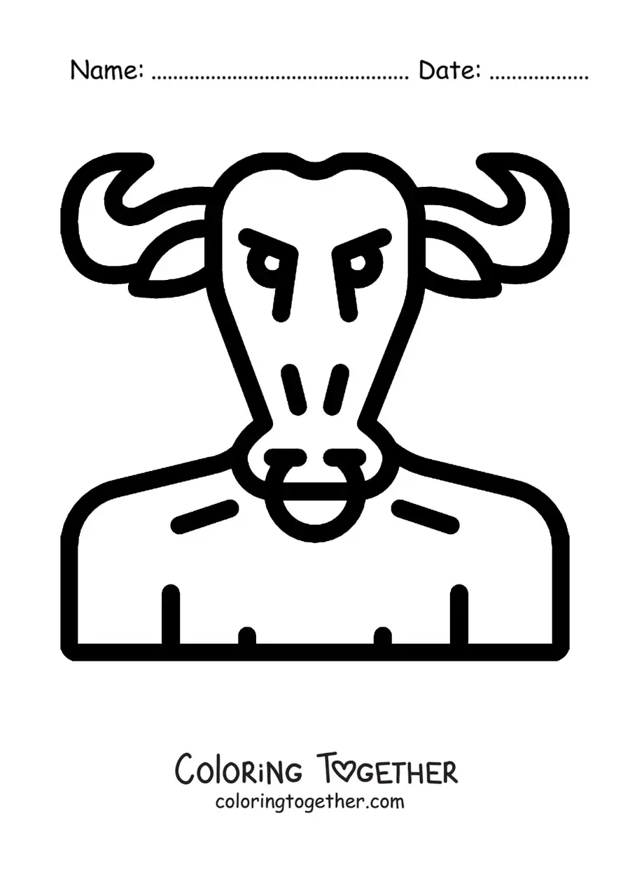 Coloring page of the head of the Minotaur