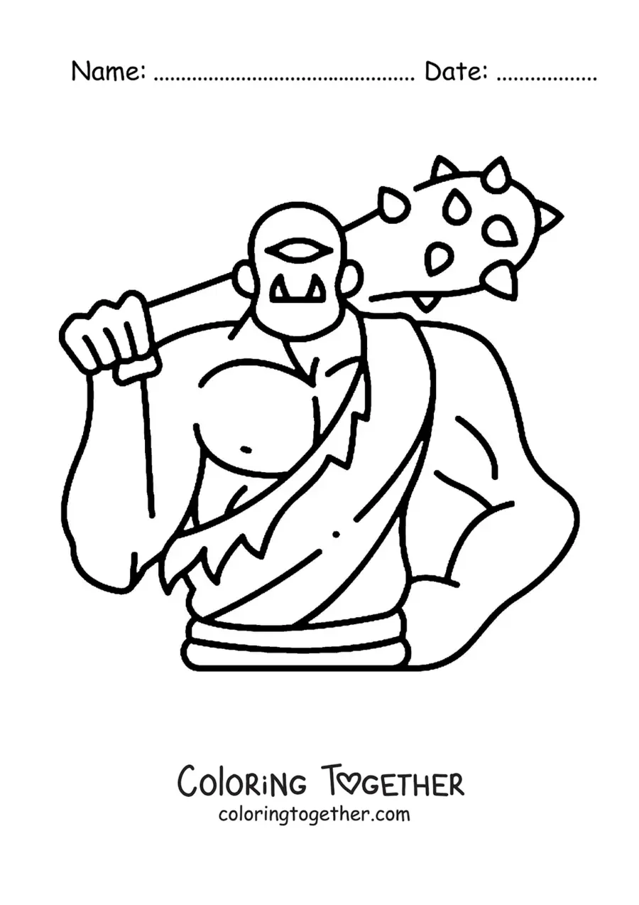 Coloring page of an easy cartoon Cyclops