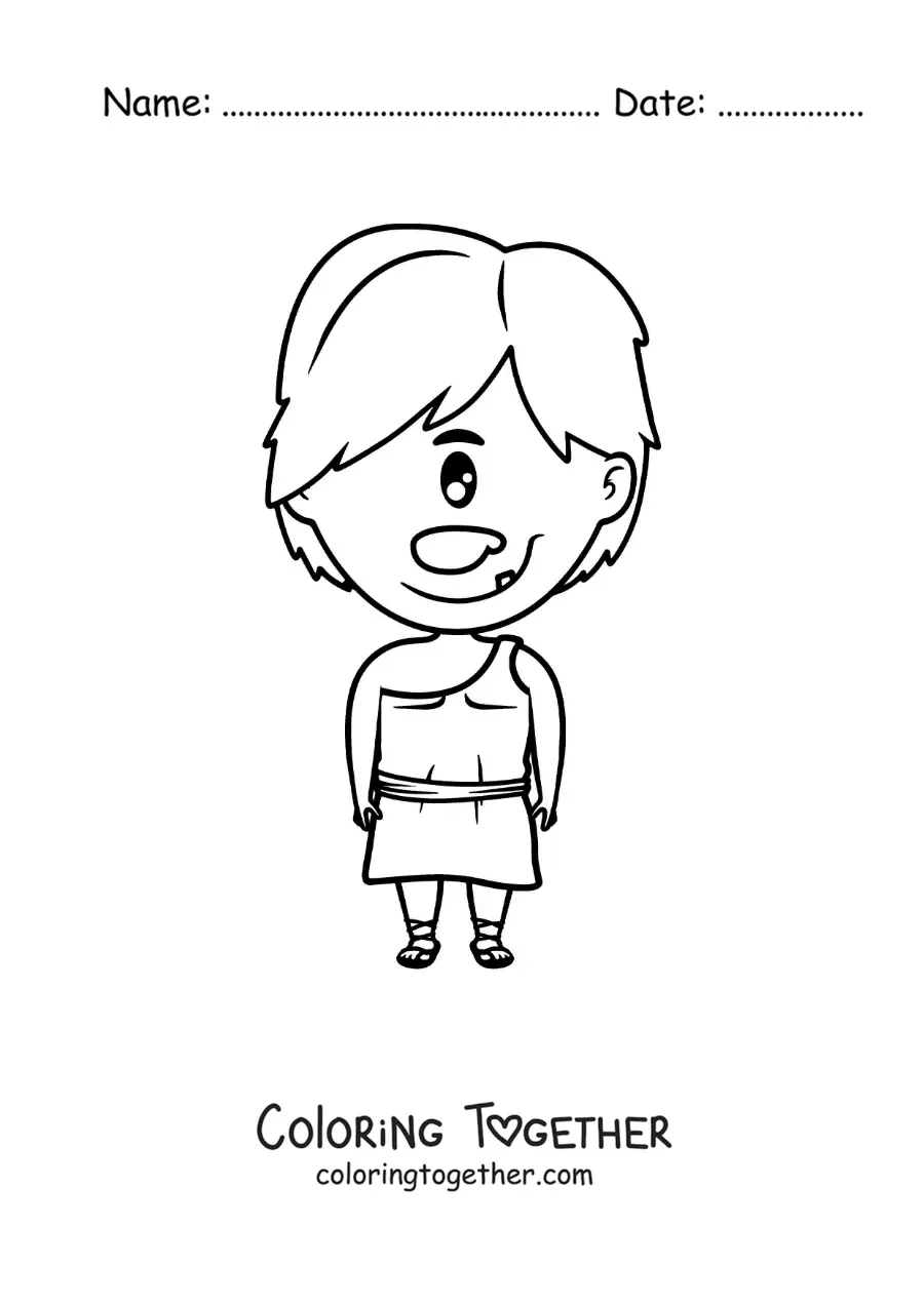 Coloring page of a kawaii cartoon Cyclops