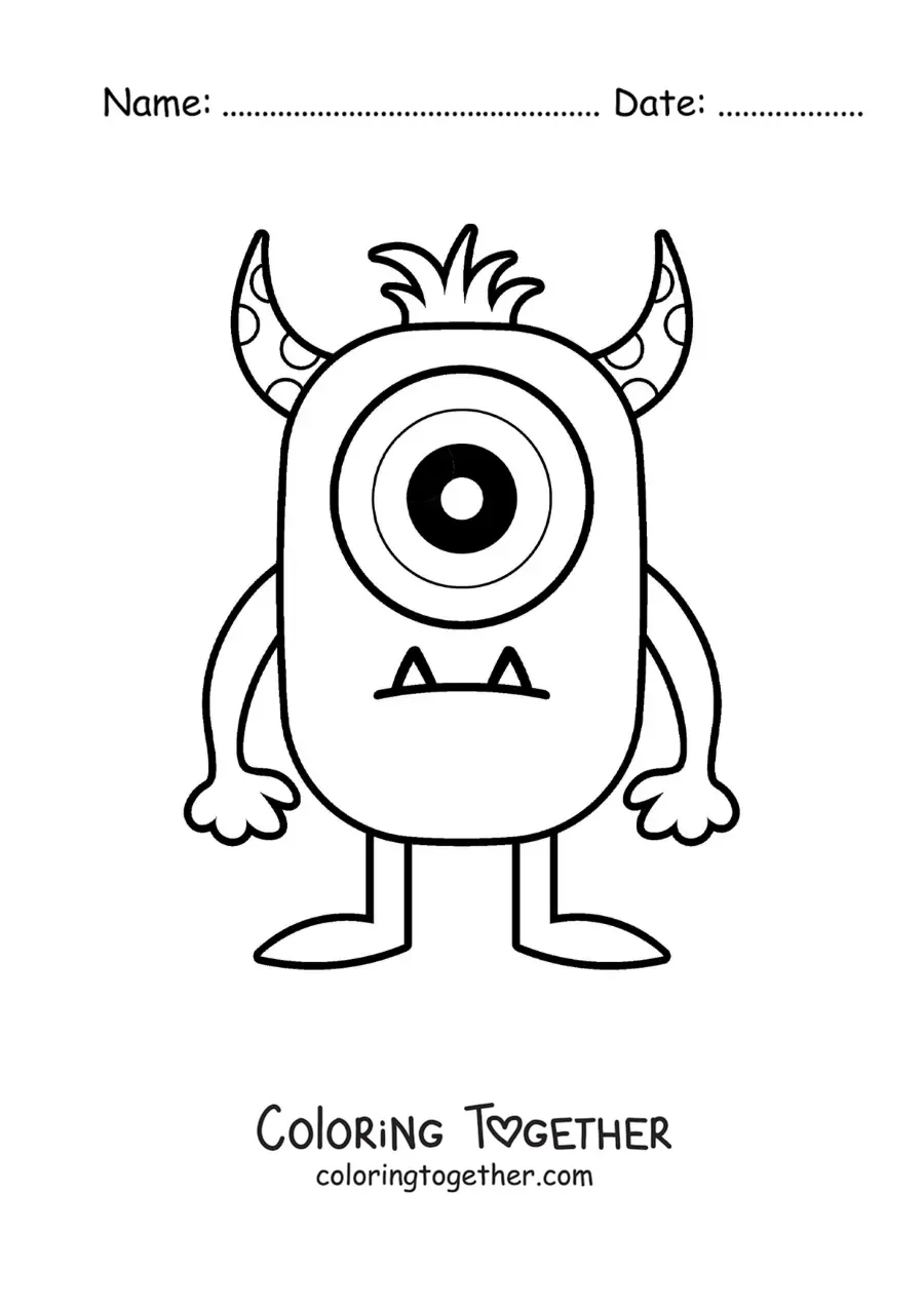 Coloring page of a one-eyed monster