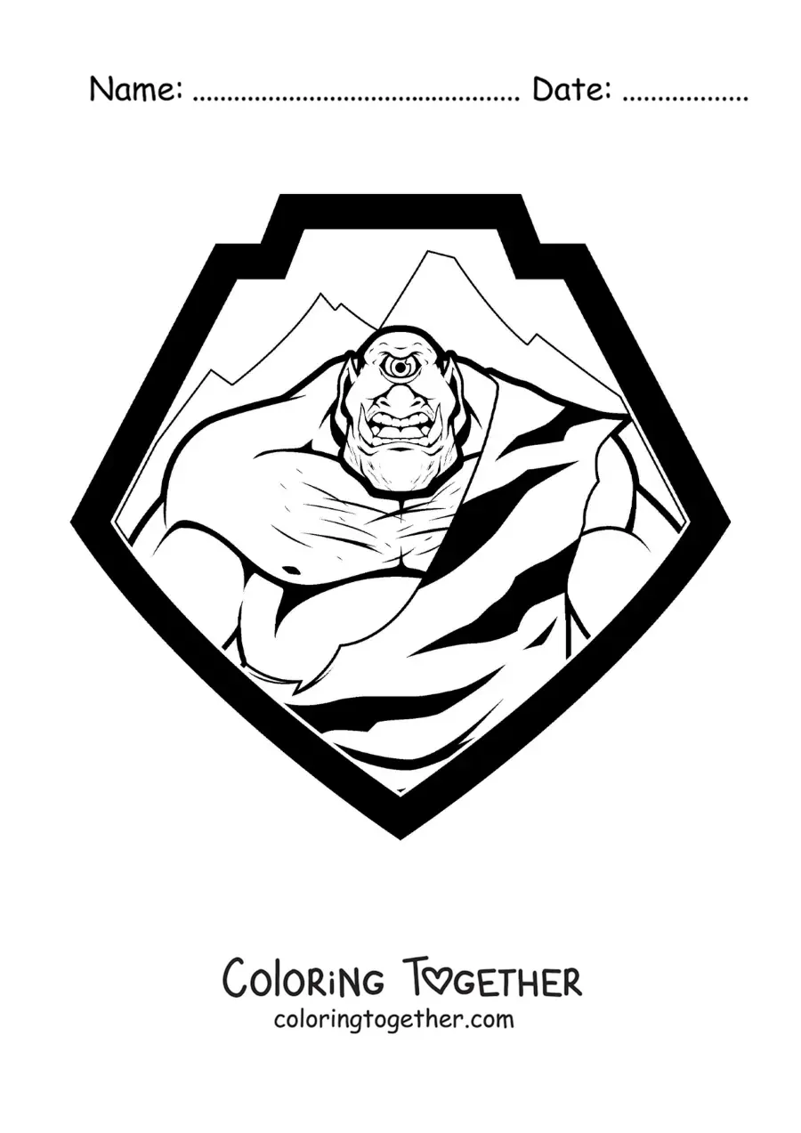 Coloring page of a one-eyed giant