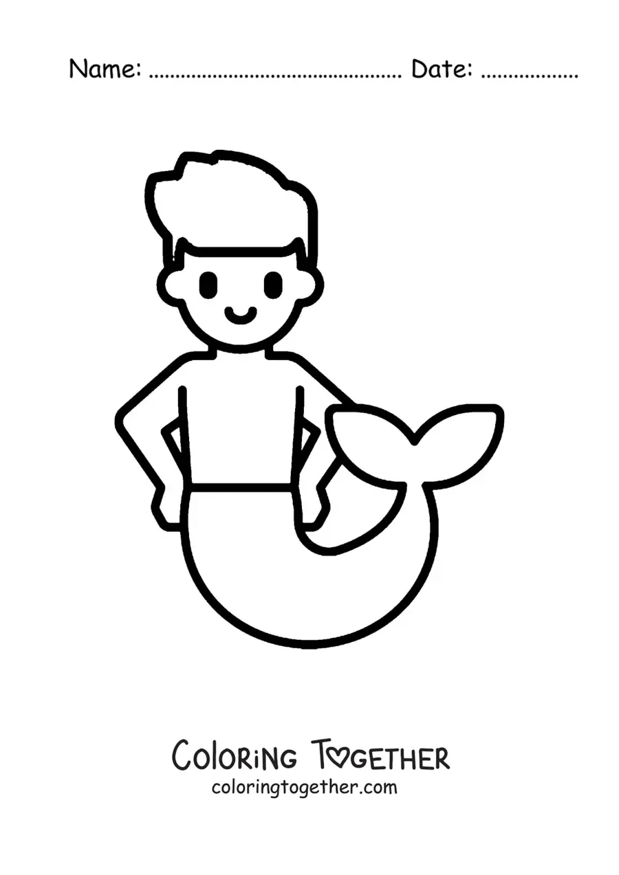 Coloring page of an easy merman