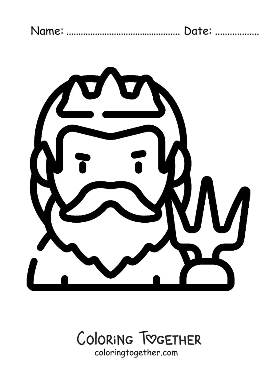 Coloring page of an easy Poseidon