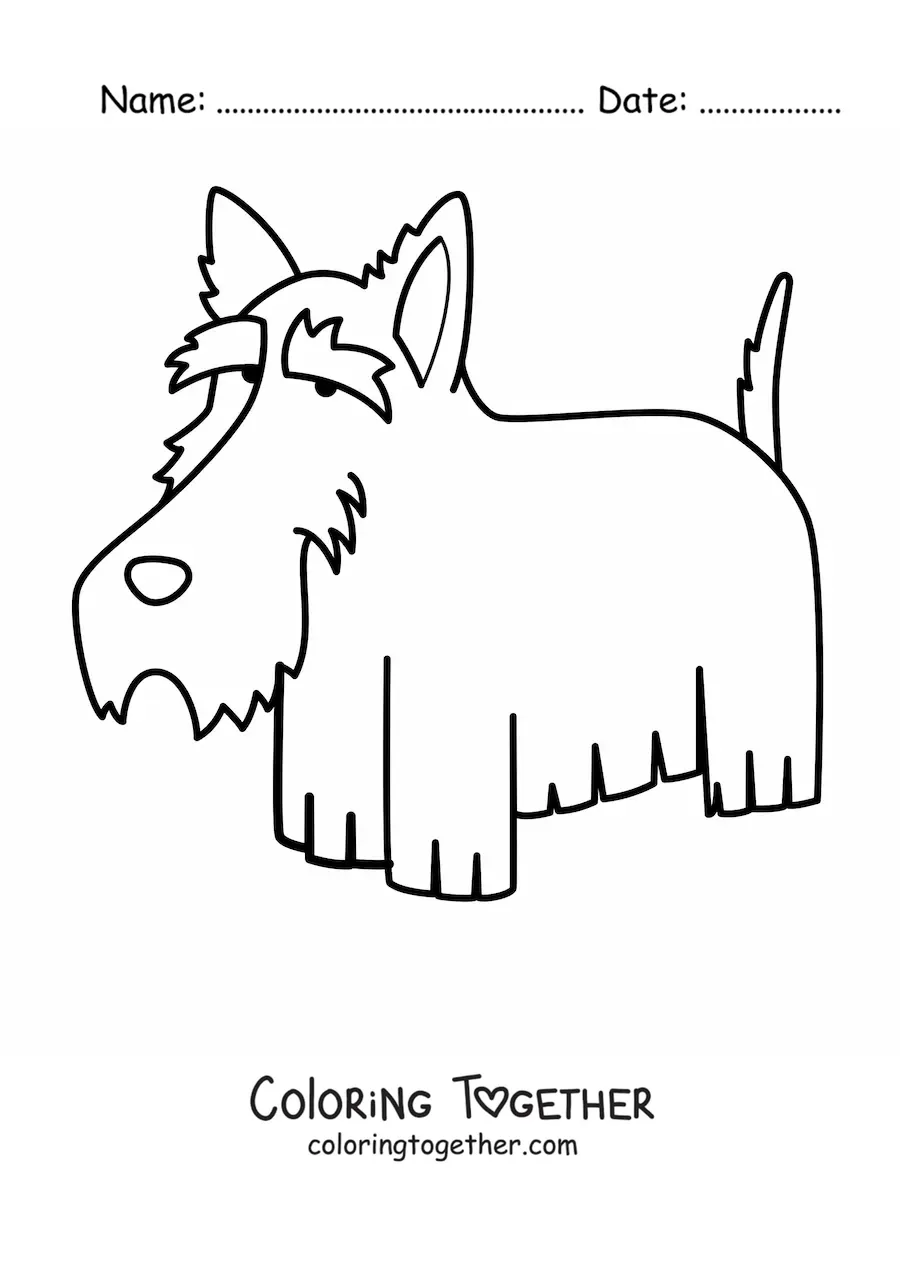 Coloring page of a Scottish terrier
