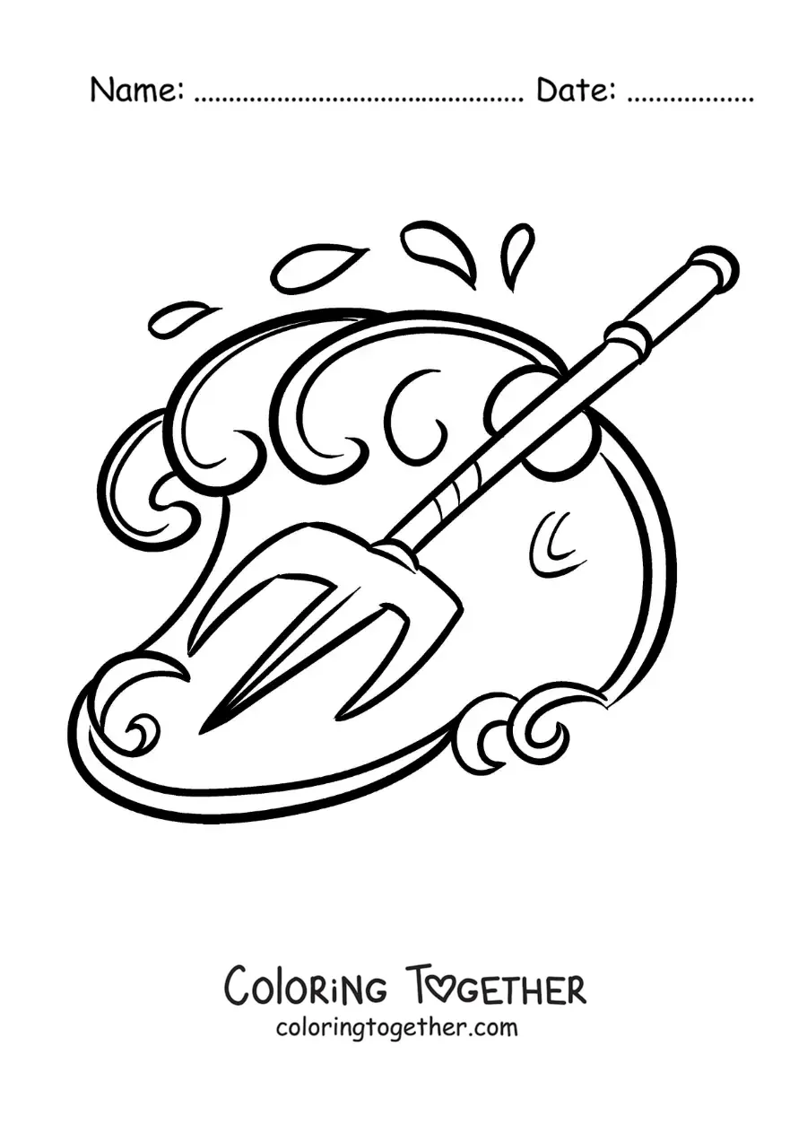 Coloring page of the trident of Poseidon