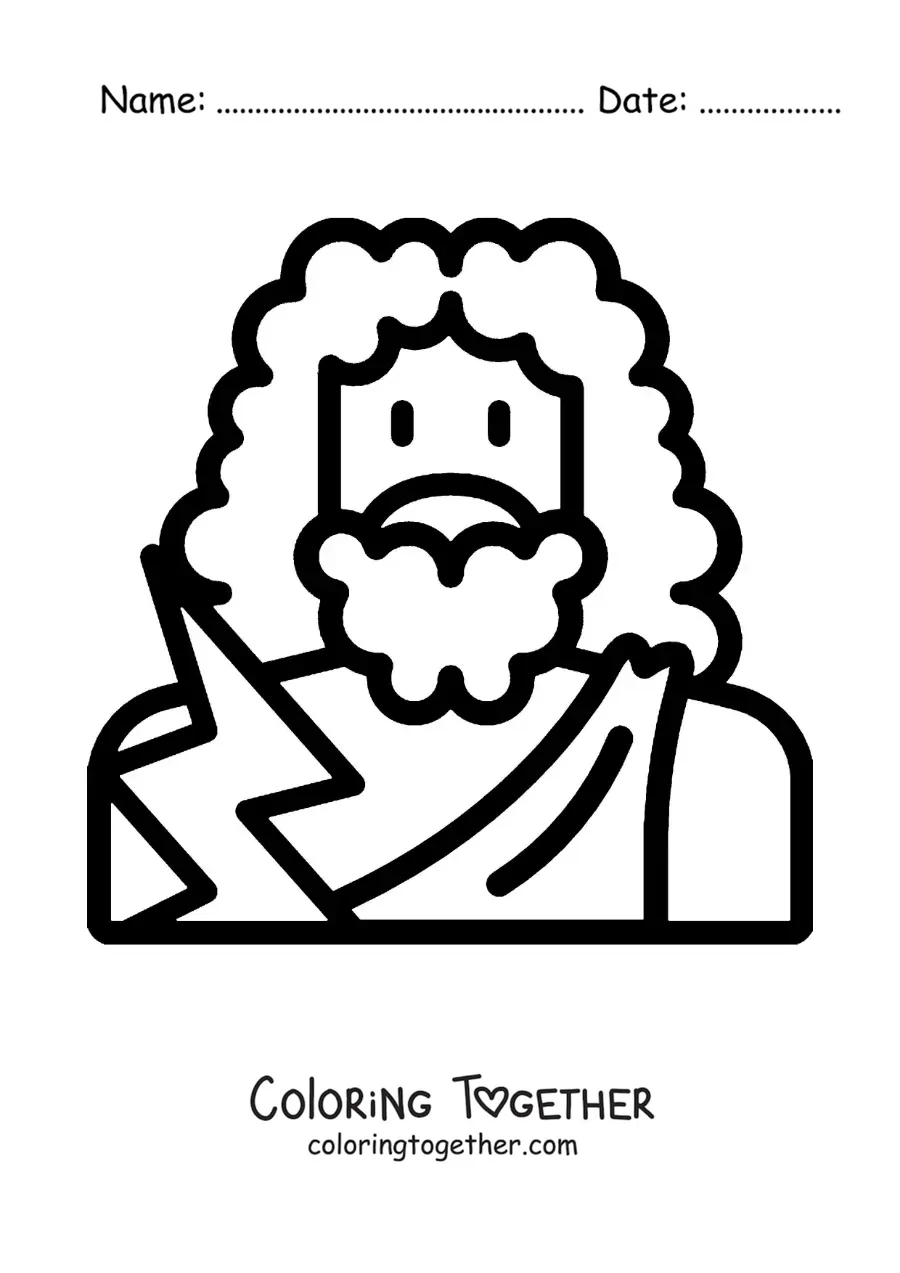 Coloring page of the easy god Zeus