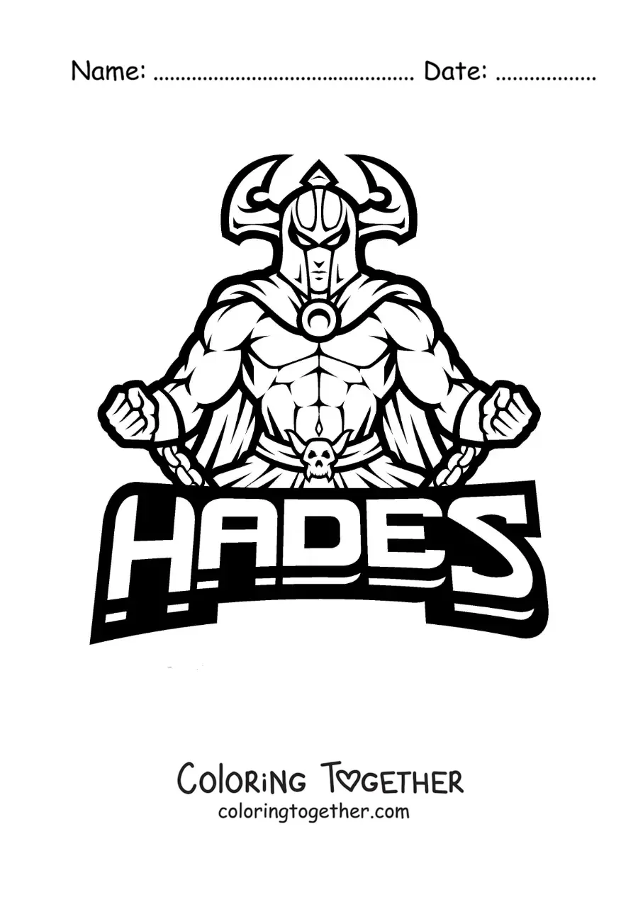 Coloring page of Hades and his helm of invisibility