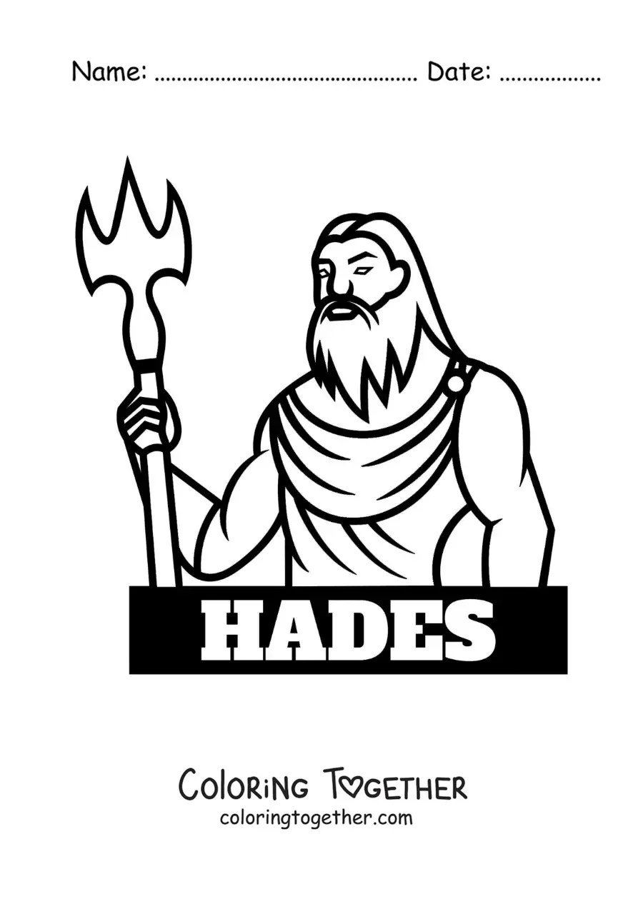 Coloring page of the god of the underworld Hades