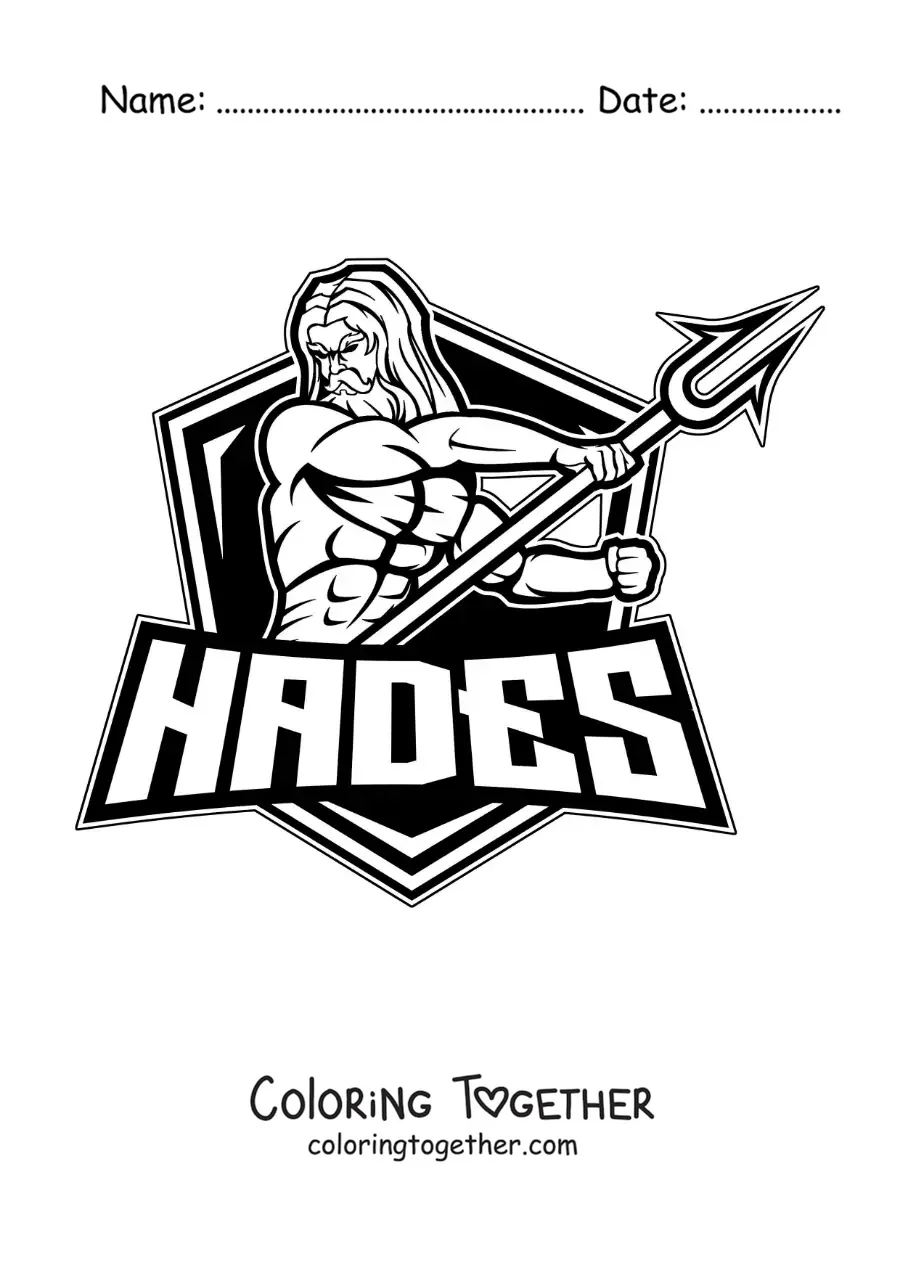 Coloring page of Hades with his bident