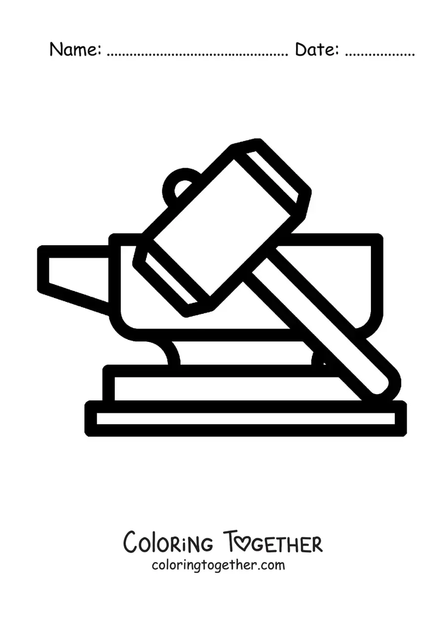 Coloring page of the hammer of Hephaestus