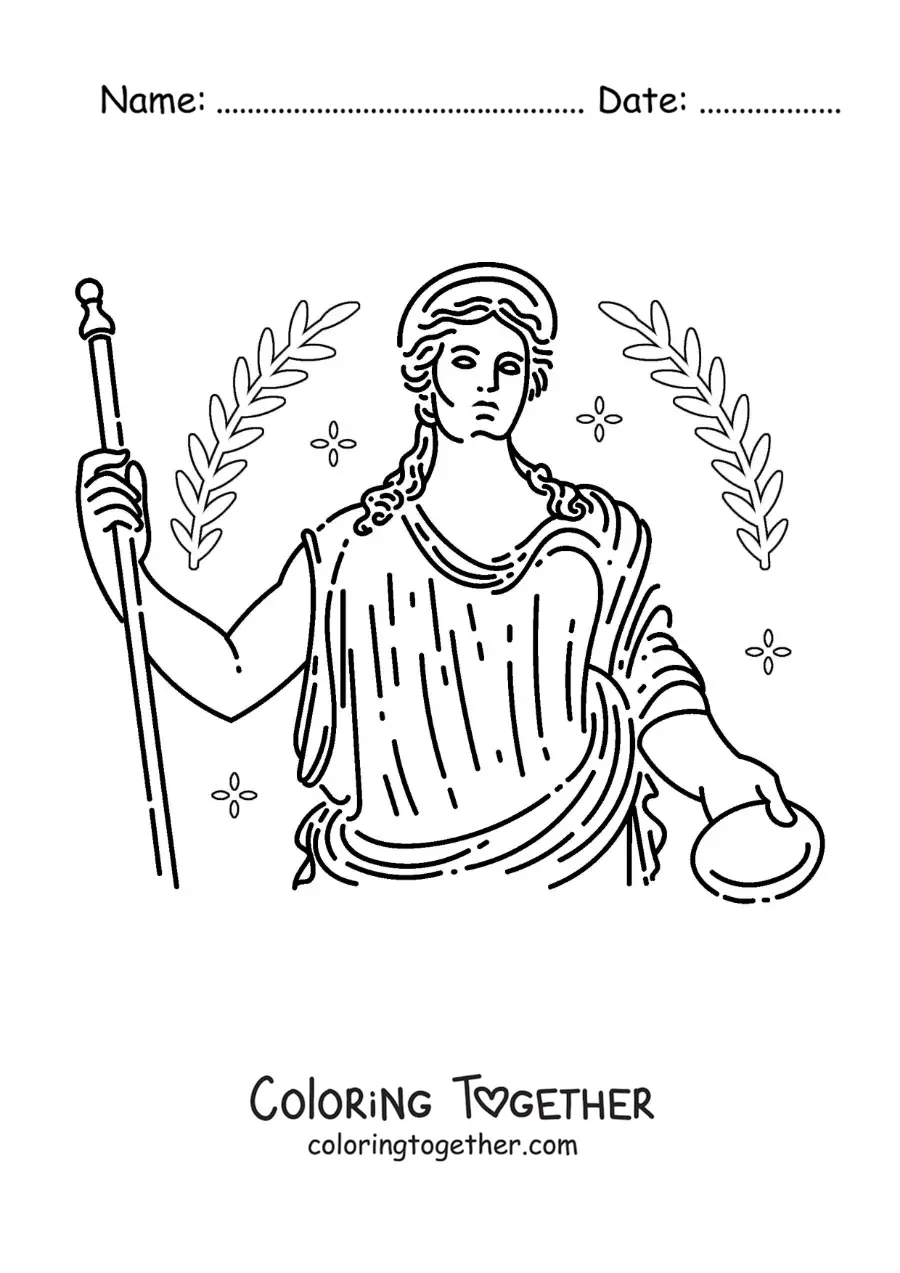 Coloring page of Hera the Greek goddess
