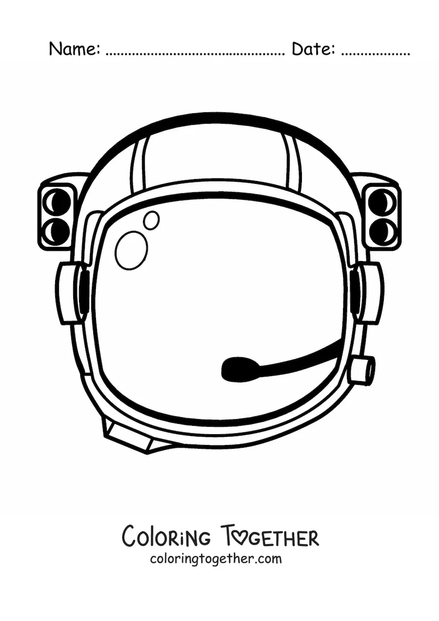 Coloring page of an astronaut helmet