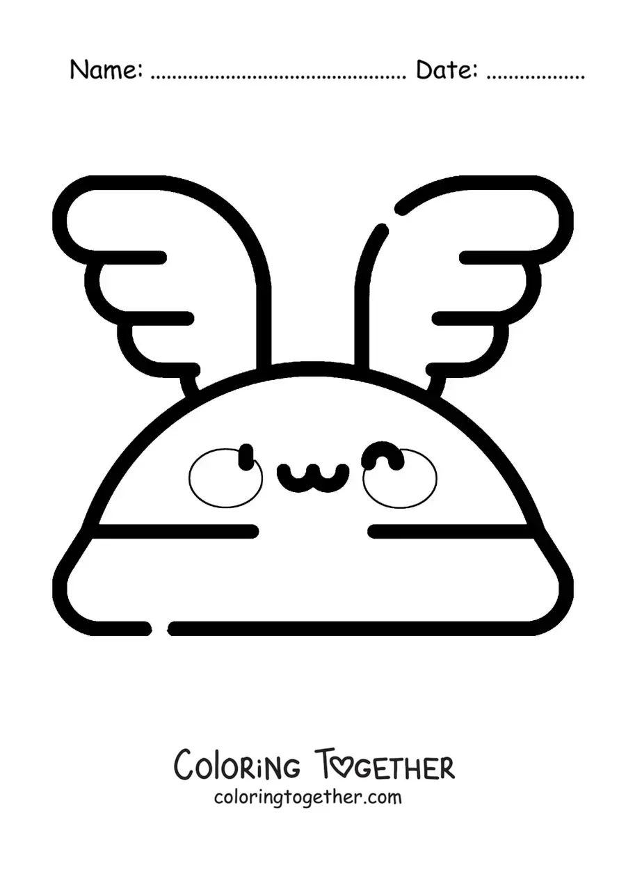 Coloring page of the winged helmet of Hermes, animated and kawaii