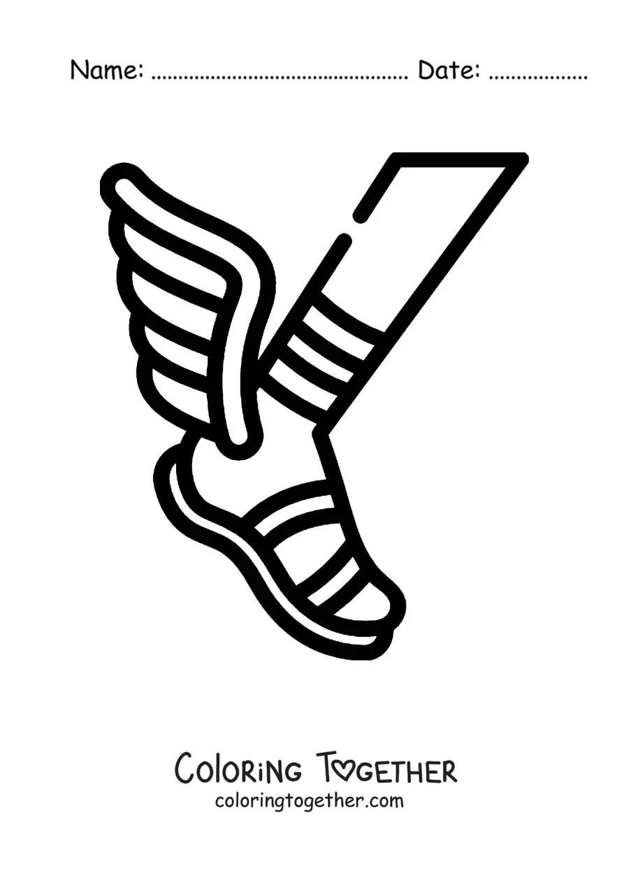 Coloring page of the winged slipper of Hermes