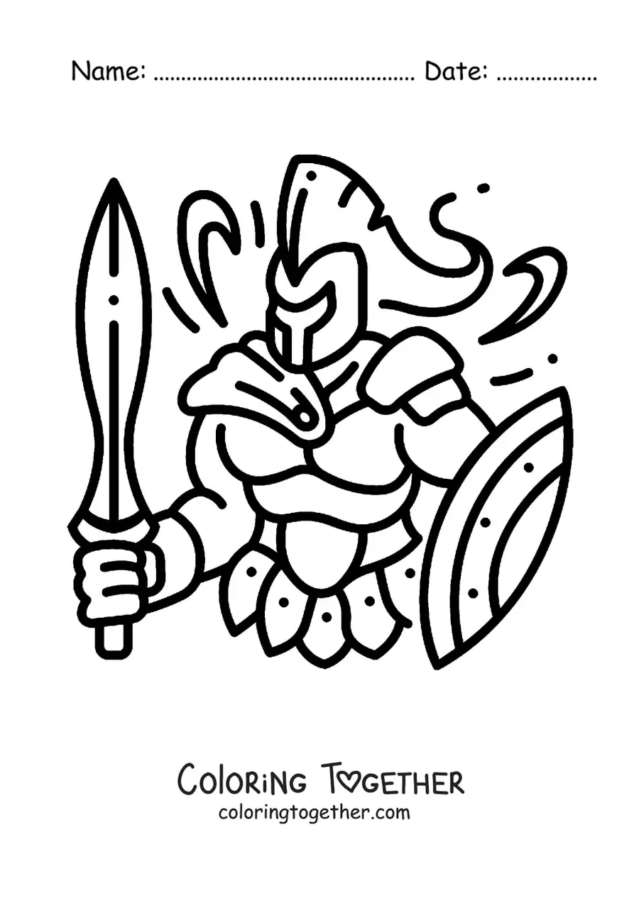Coloring page of Ares the god of war, animated