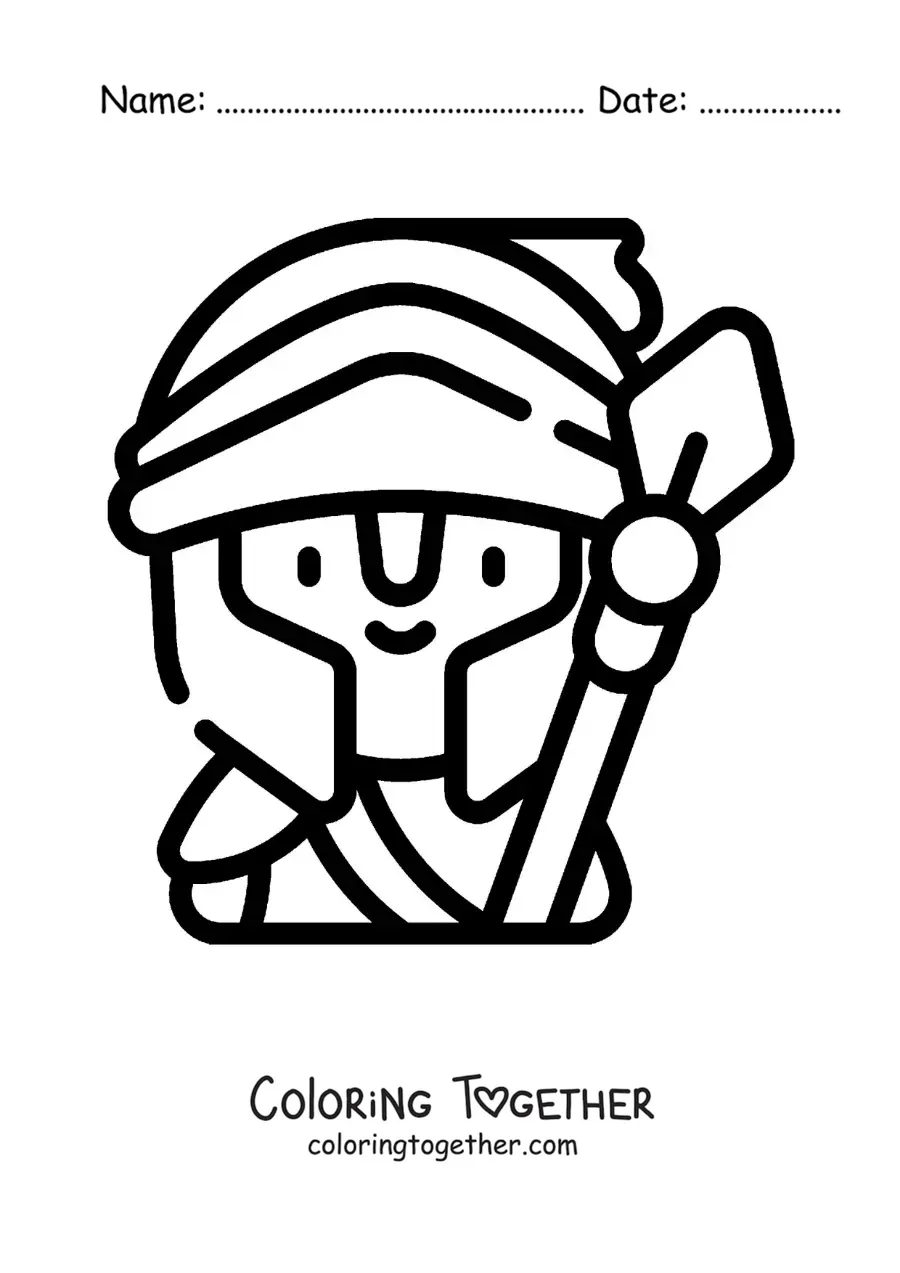 Coloring page of Ares the Greek god, cartoon and easy