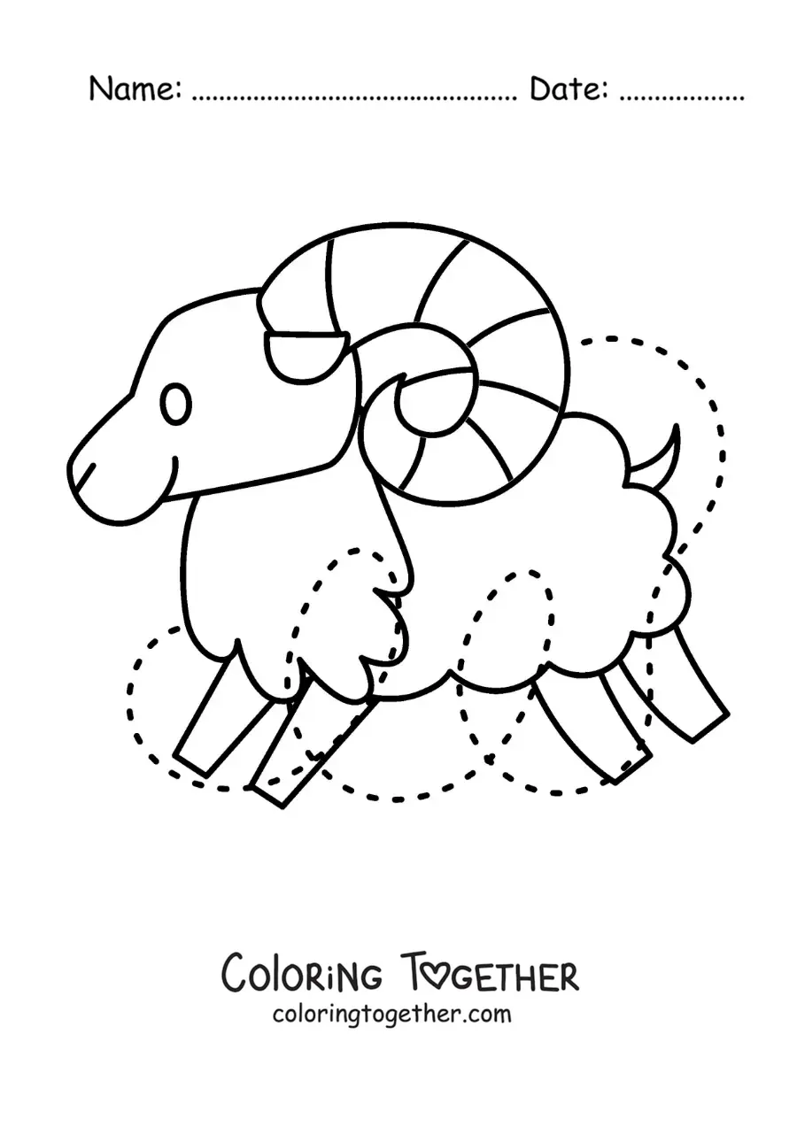 Coloring page of a ram of the Aries sign, easy
