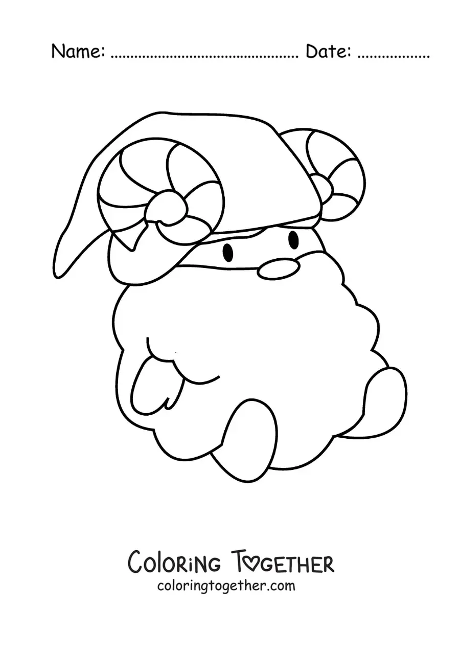 Coloring page of an Aries sign gnome, kawaii cartoon style