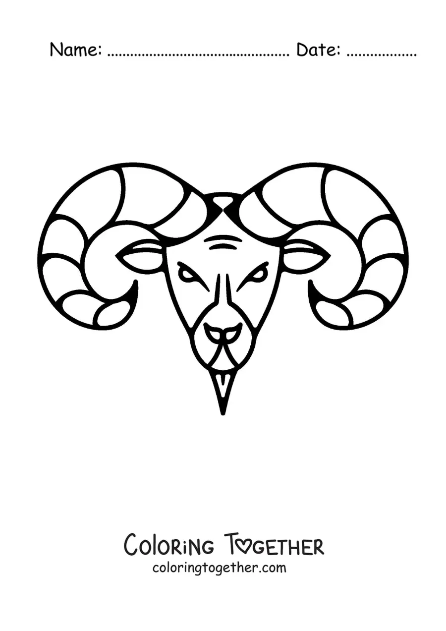 Coloring page of the ram of Aries