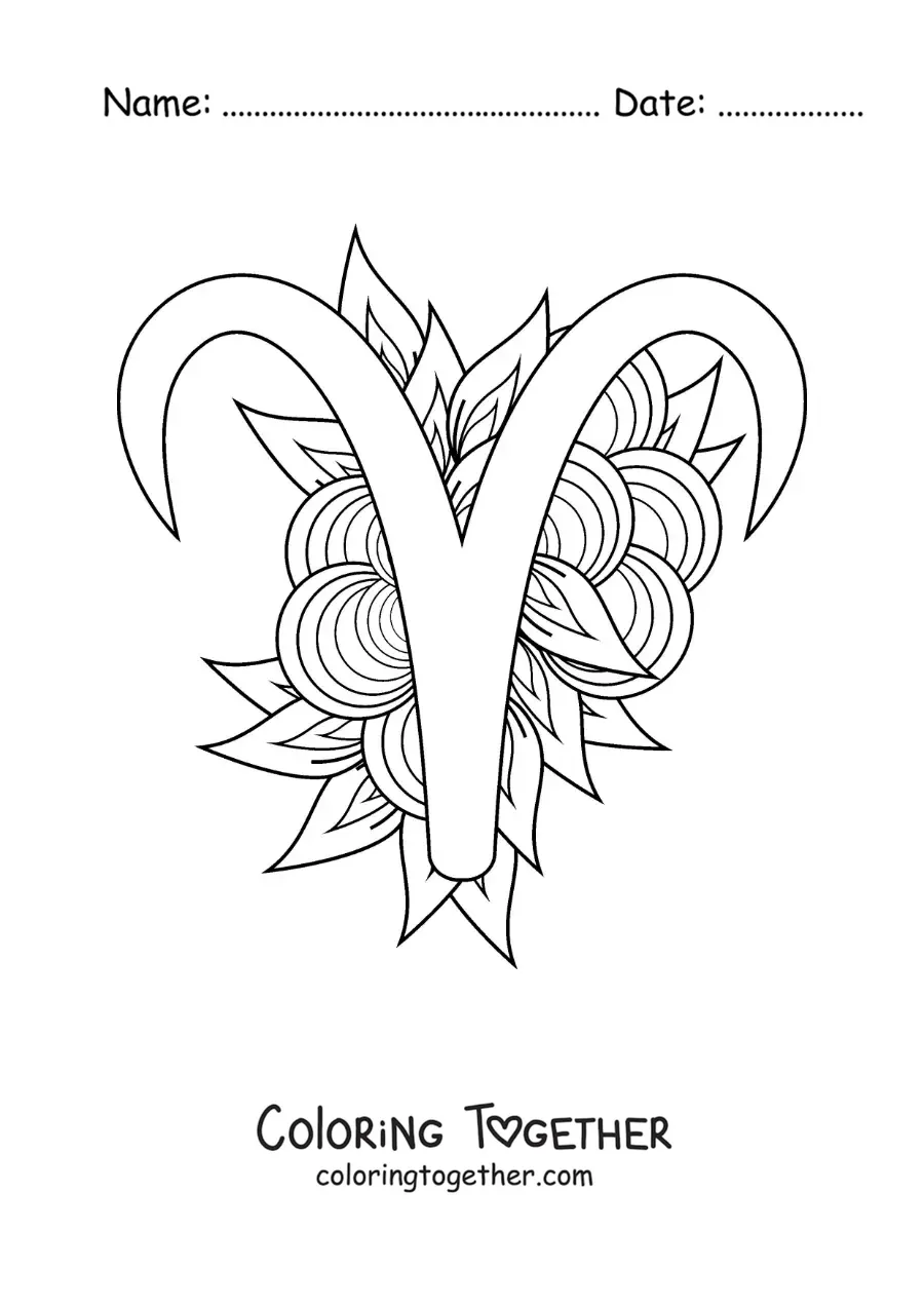 Coloring page of the symbol of the Aries sign
