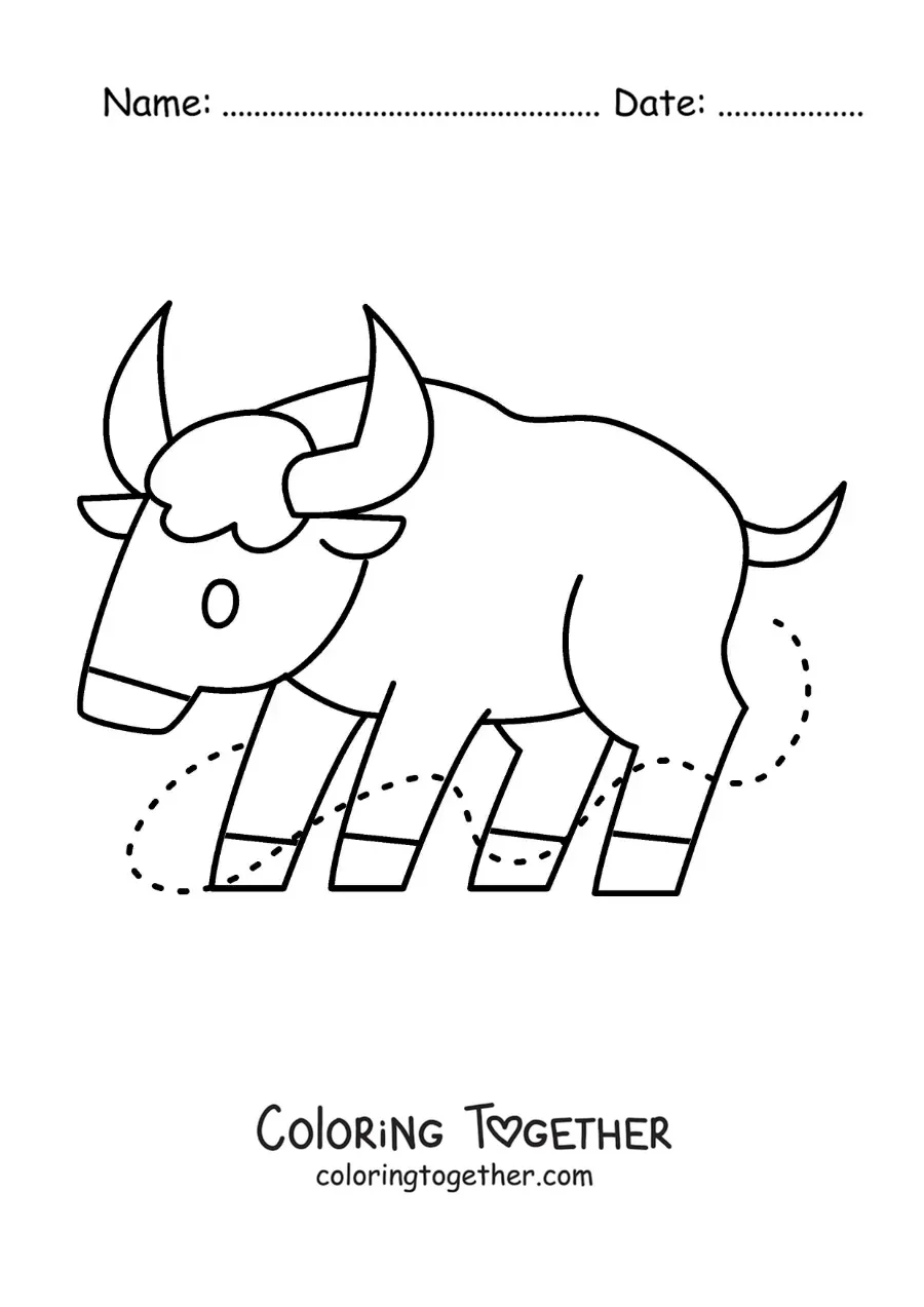 Coloring page of an easy bull of the Taurus sign