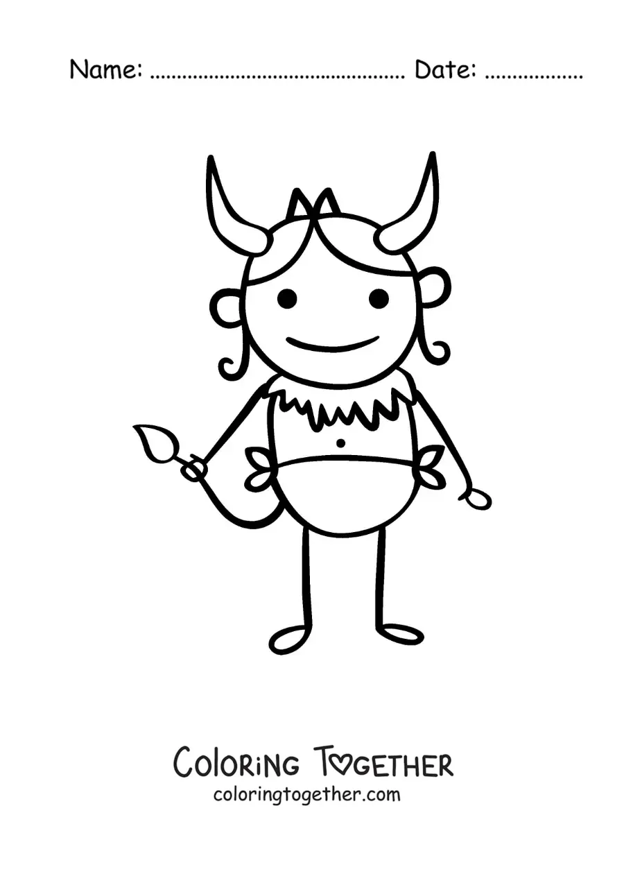 Coloring page of a cartoon Taurus sign character