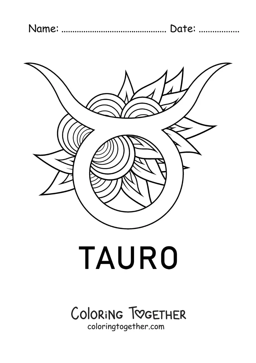 Coloring page of the symbol of the Taurus sign
