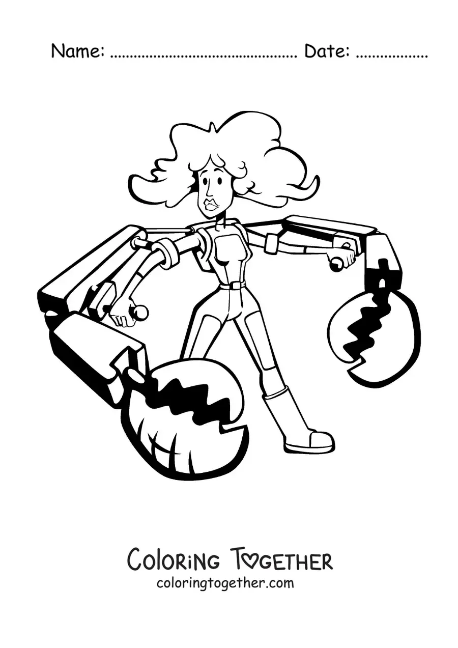 Coloring page of a cartoon Cancer sign superhero