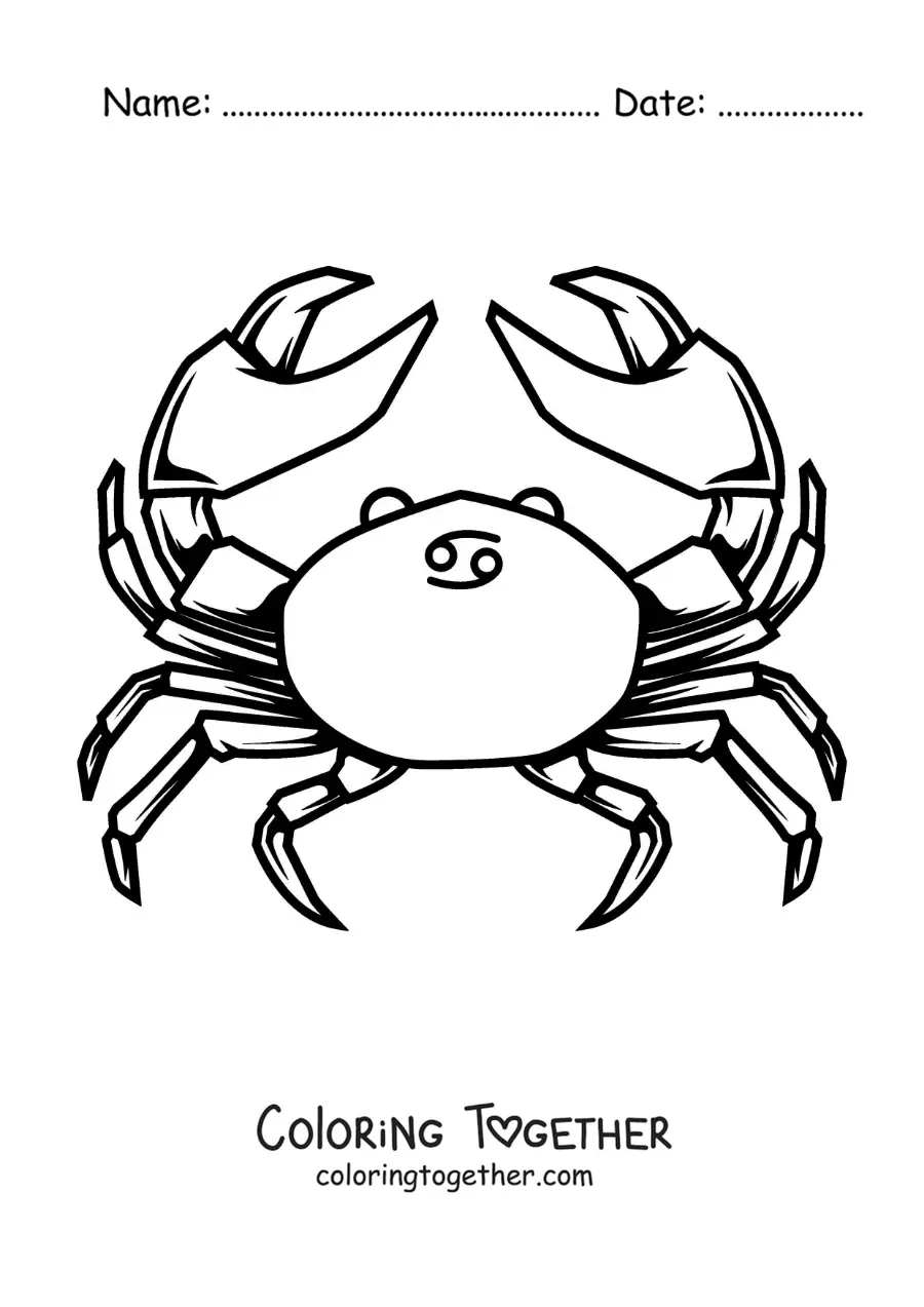 Coloring page of the Cancer zodiac sign