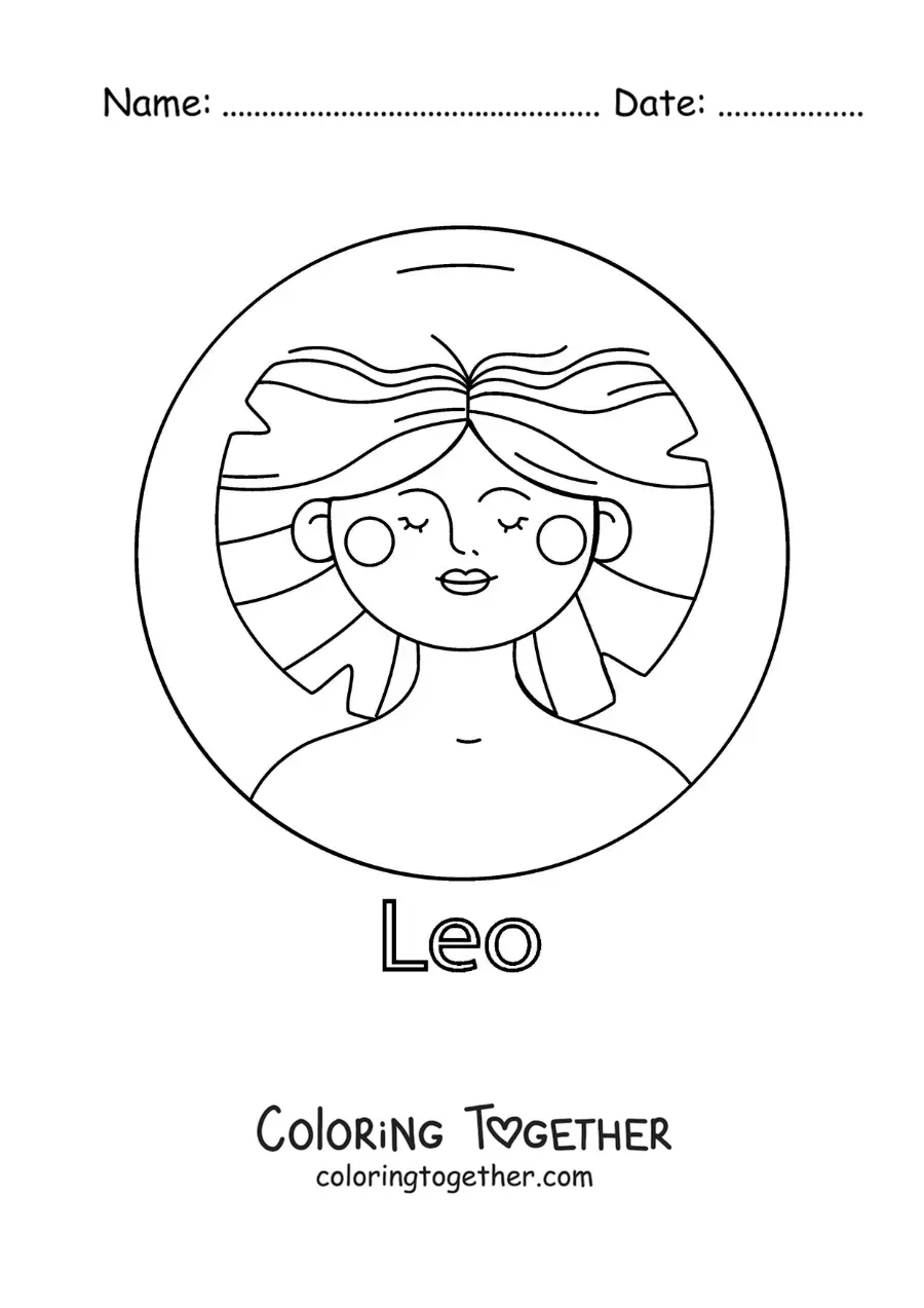 Coloring page of a Leo sign woman