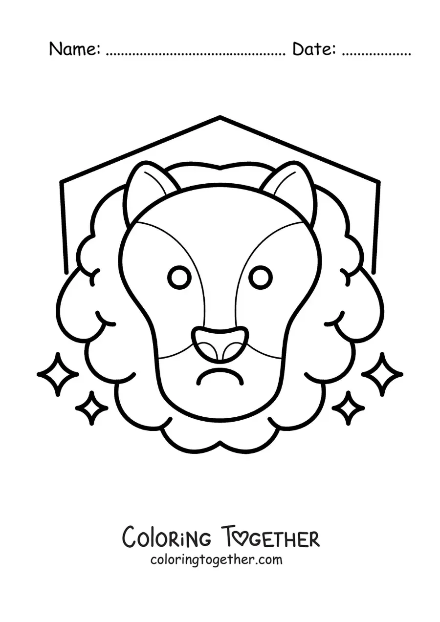 Coloring page of an easy animated Leo zodiac sign