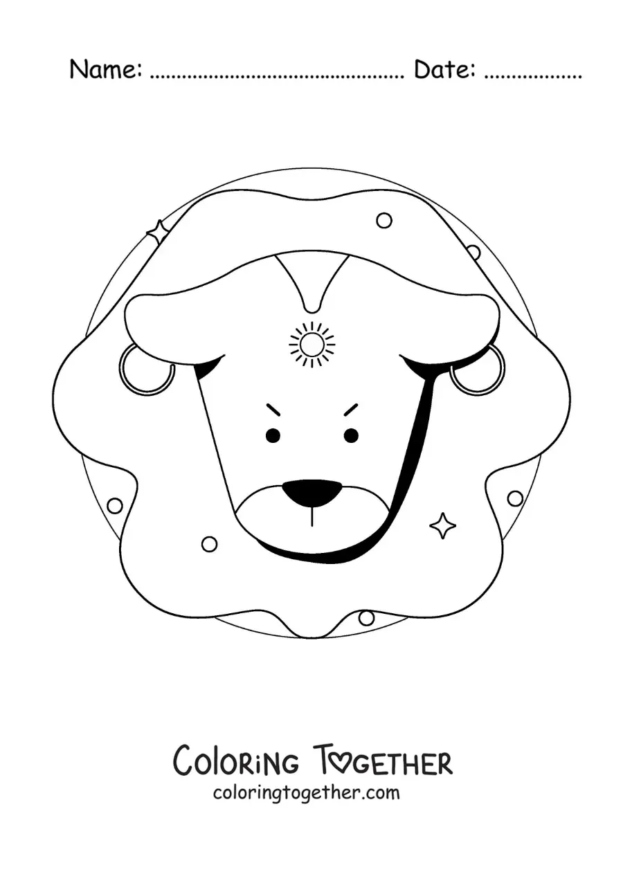 Coloring page of the big animated Leo lion
