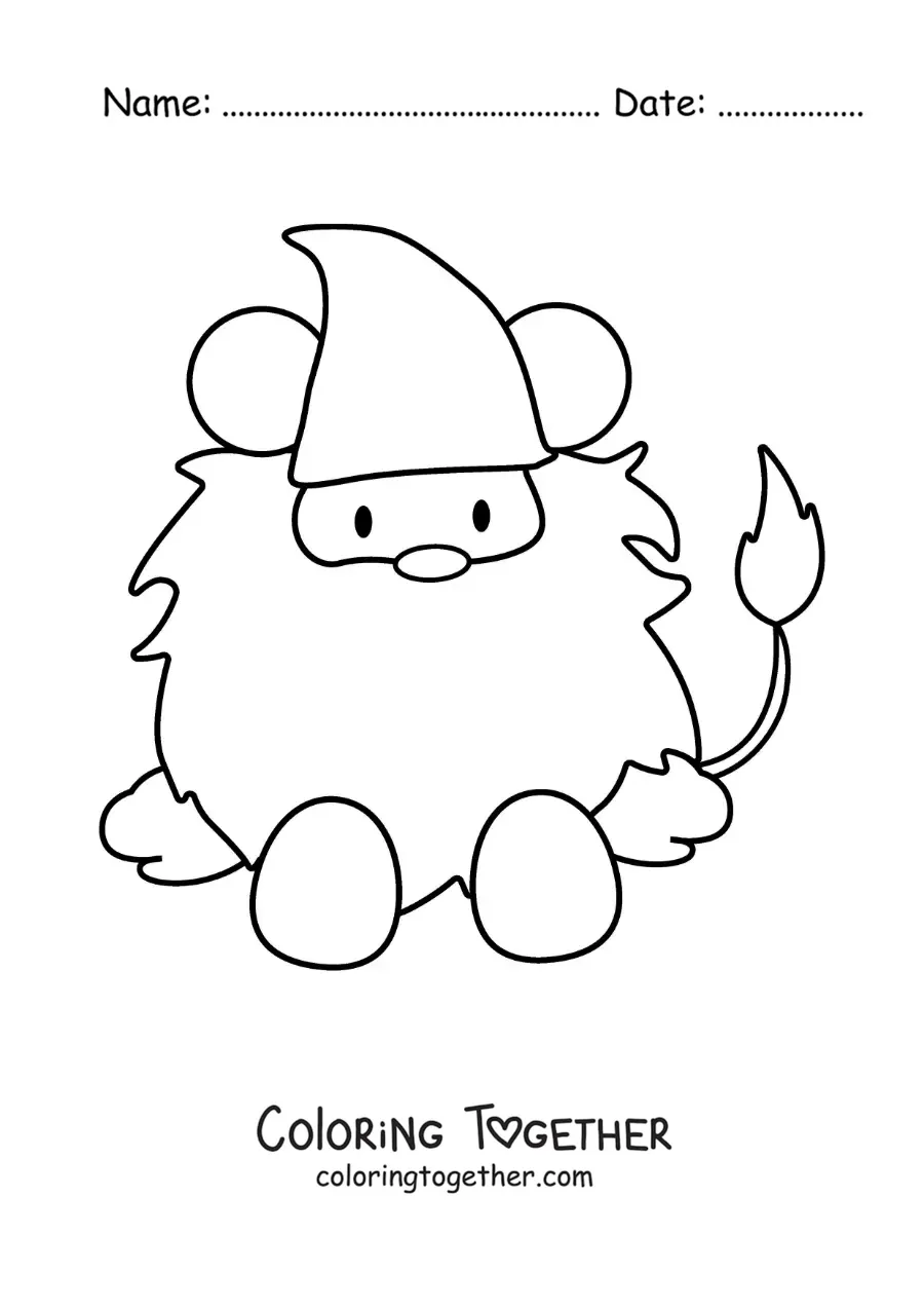 Coloring page of a kawaii animated Leo sign gnome