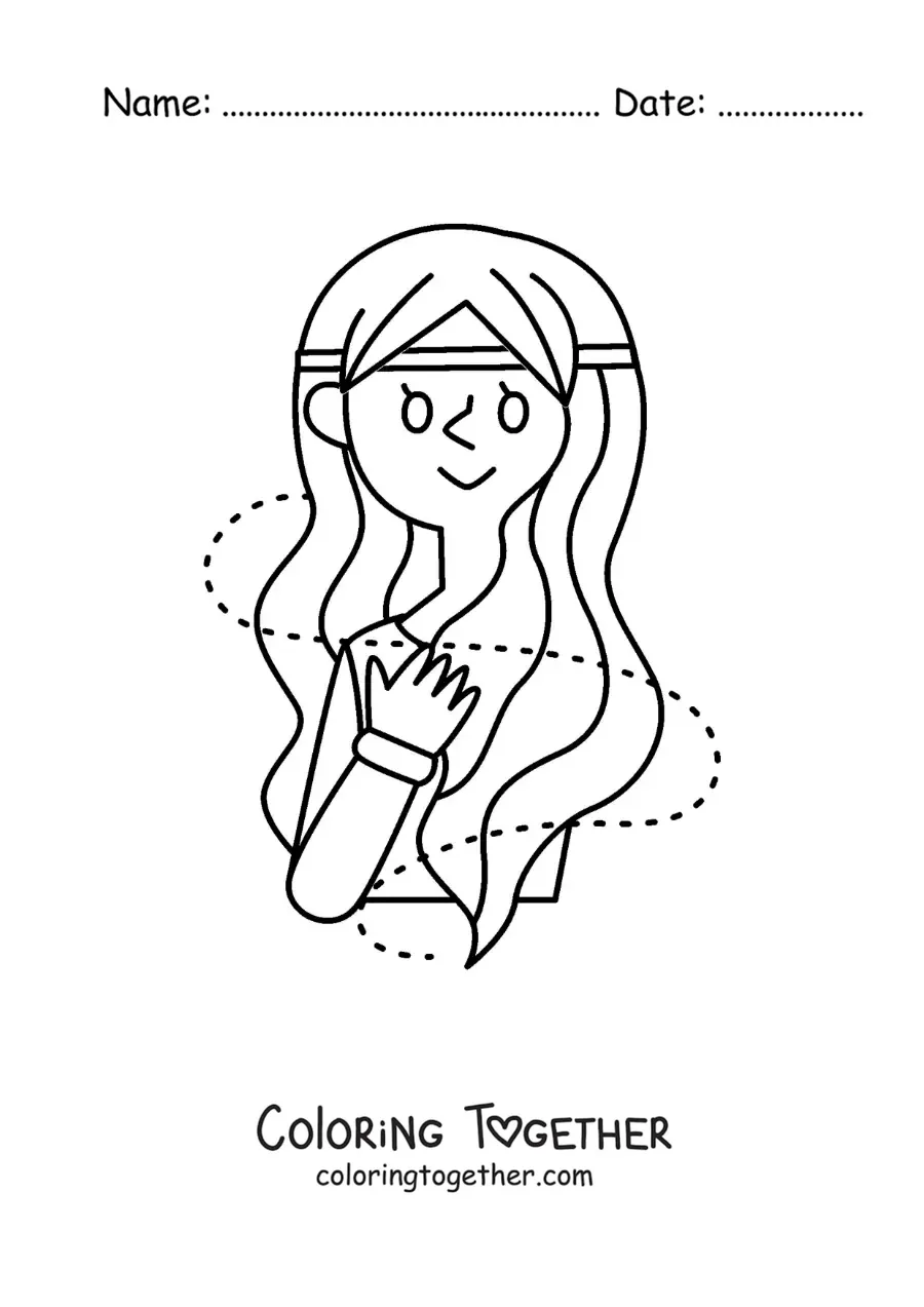 Coloring page of an easy Virgo zodiac sign girl