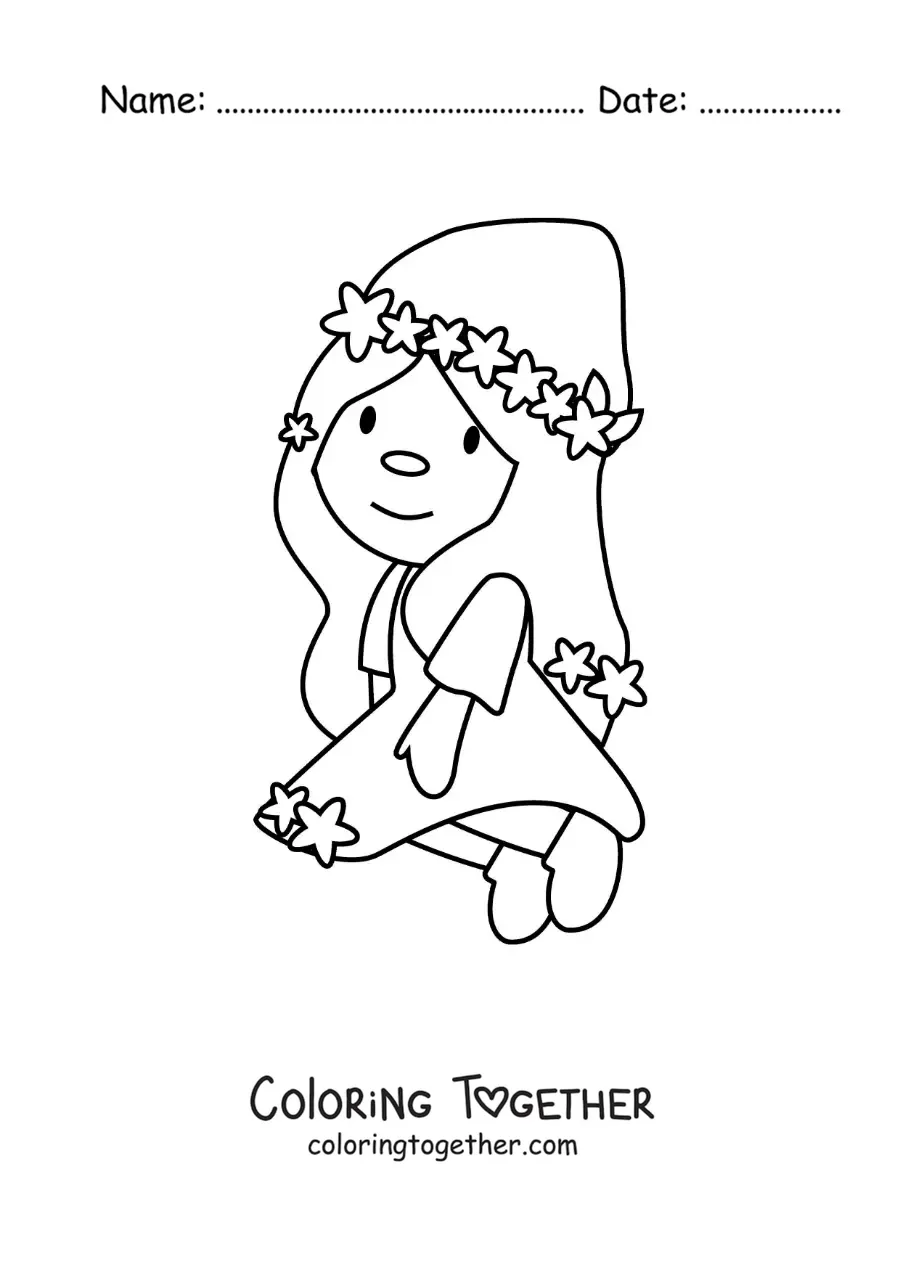 Coloring page of an animated kawaii Virgo sign gnome