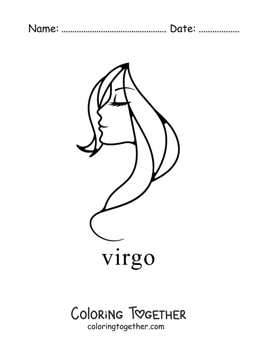 Coloring page of the easy Virgo sign