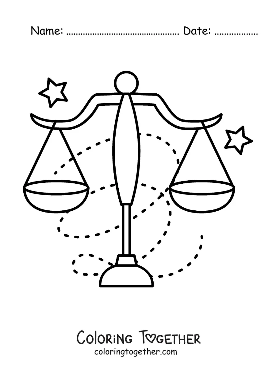 Coloring page of an easy Libra sign symbol for kids