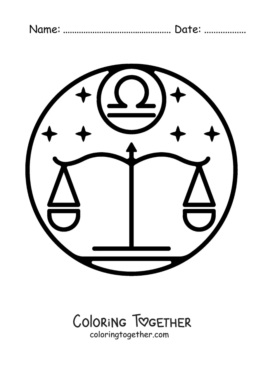 Coloring page of the easy Libra sign scales