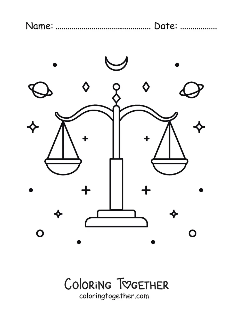Coloring page of the Libra constellation
