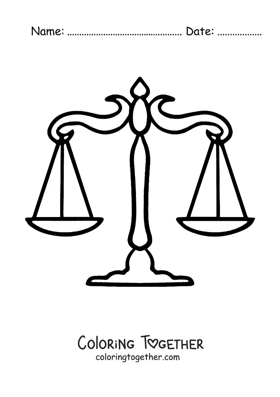 Coloring page of easy scales of justice