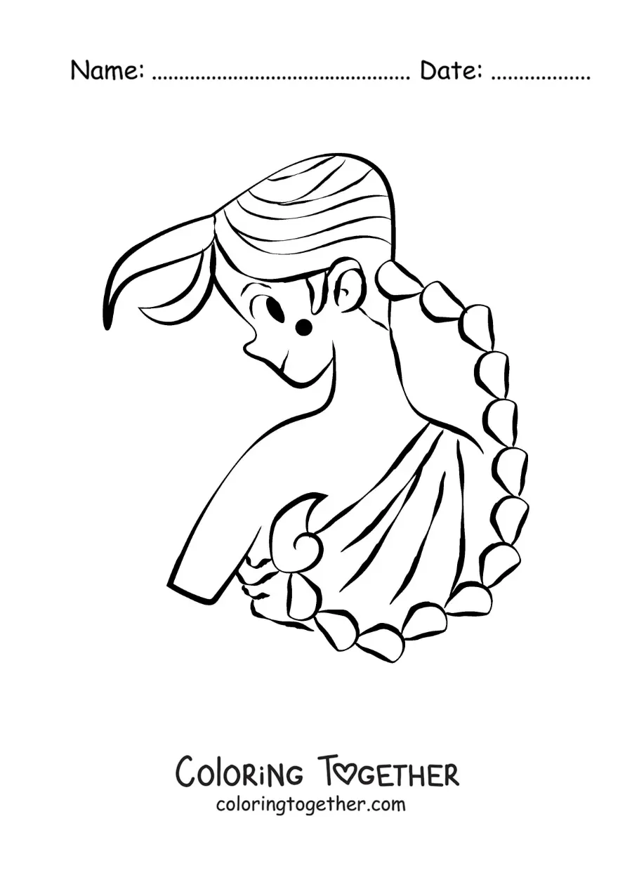 Coloring page of an animated girl of the Scorpio sign
