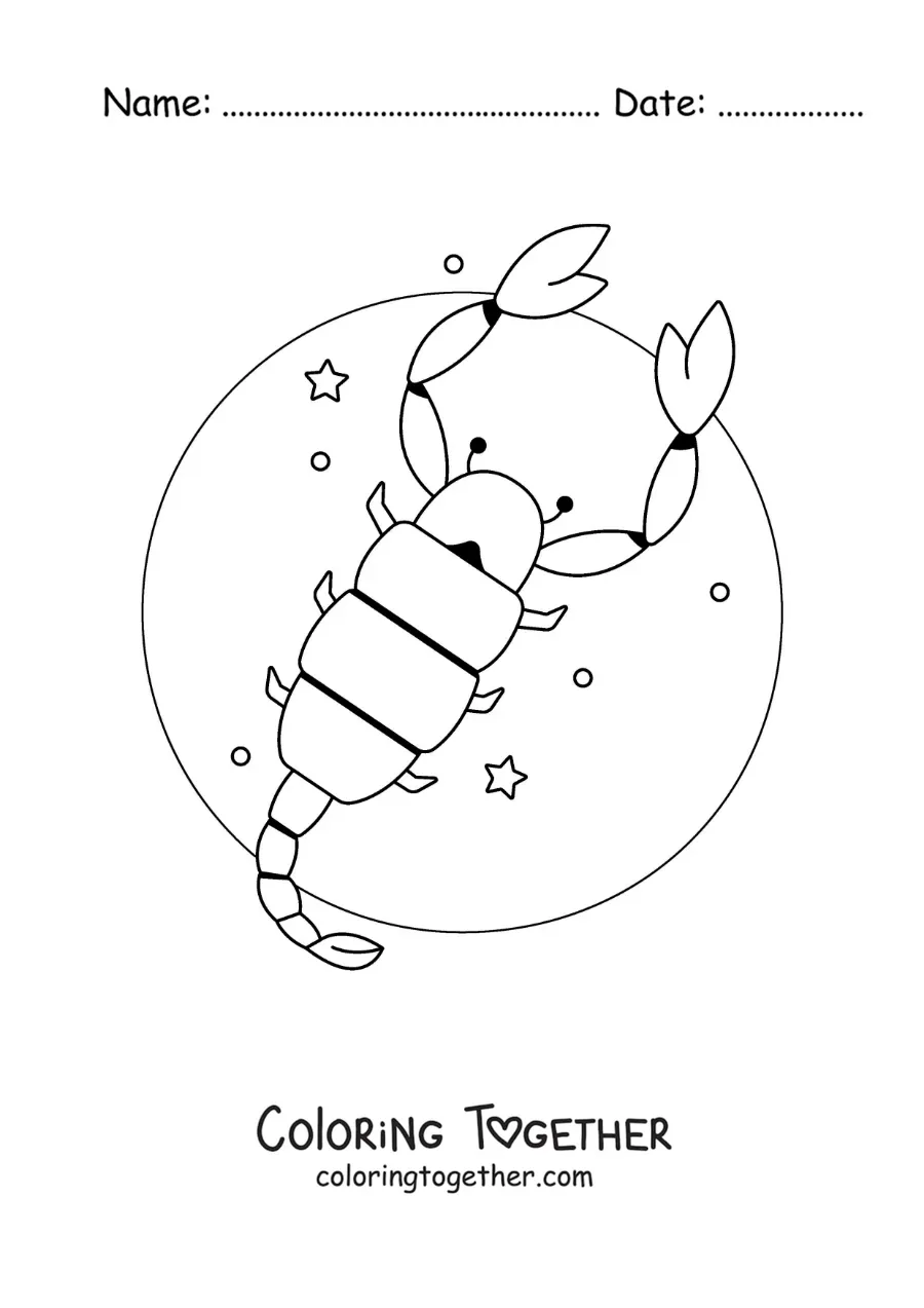 Coloring page of an easy Scorpio scorpion