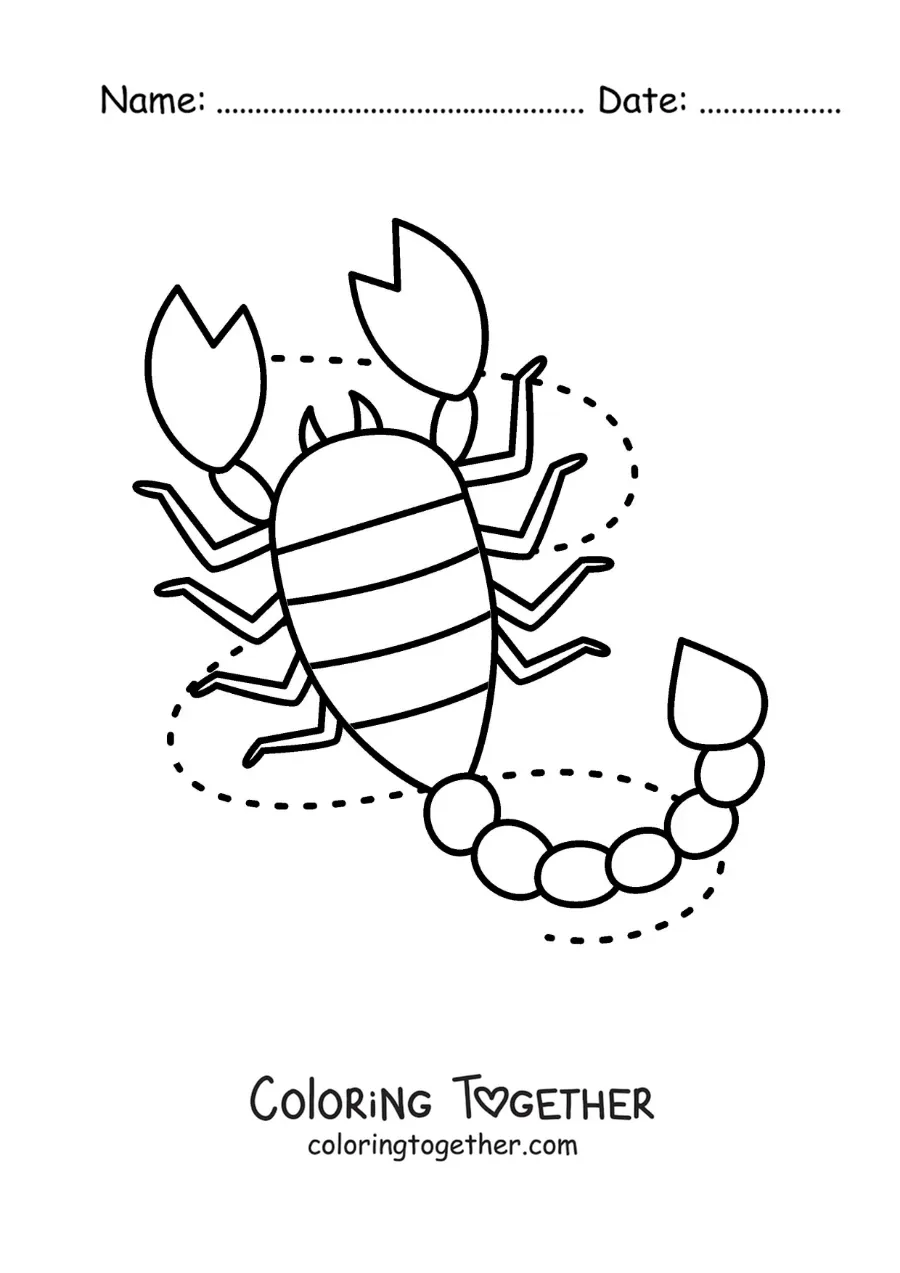 Coloring page of an easy animated Scorpio sign