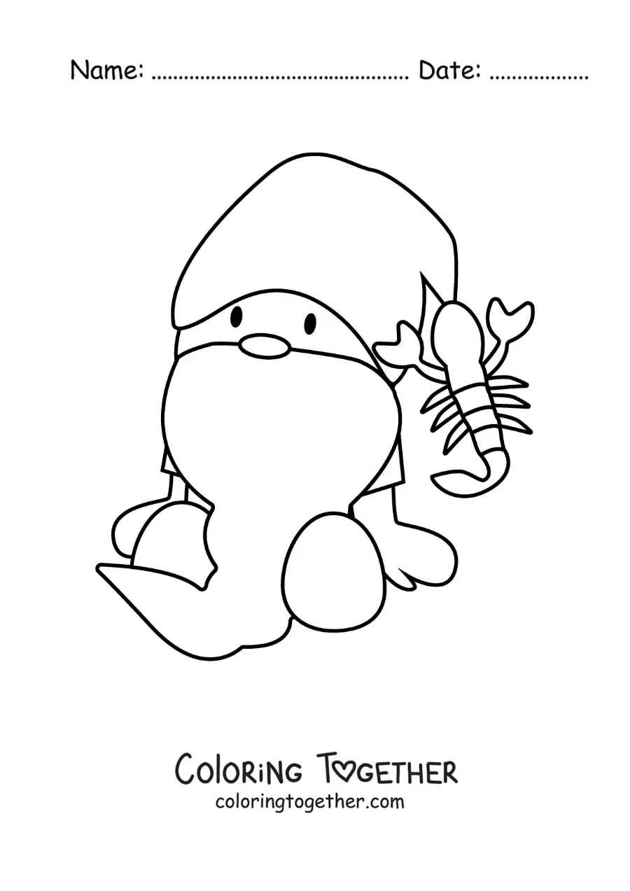 Coloring page of a children's animated gnome of the Scorpio sign