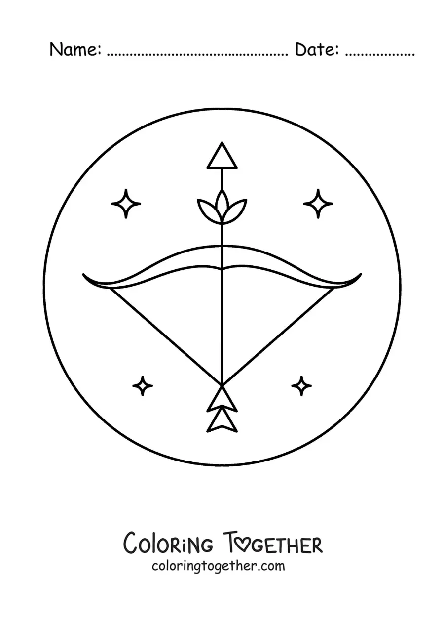 Coloring page of an easy Sagittarius bow