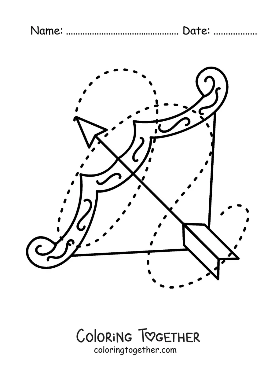 Coloring page of an easy Sagittarius symbol for kids
