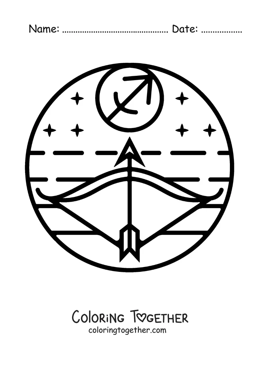 Coloring page of an easy Sagittarius symbol