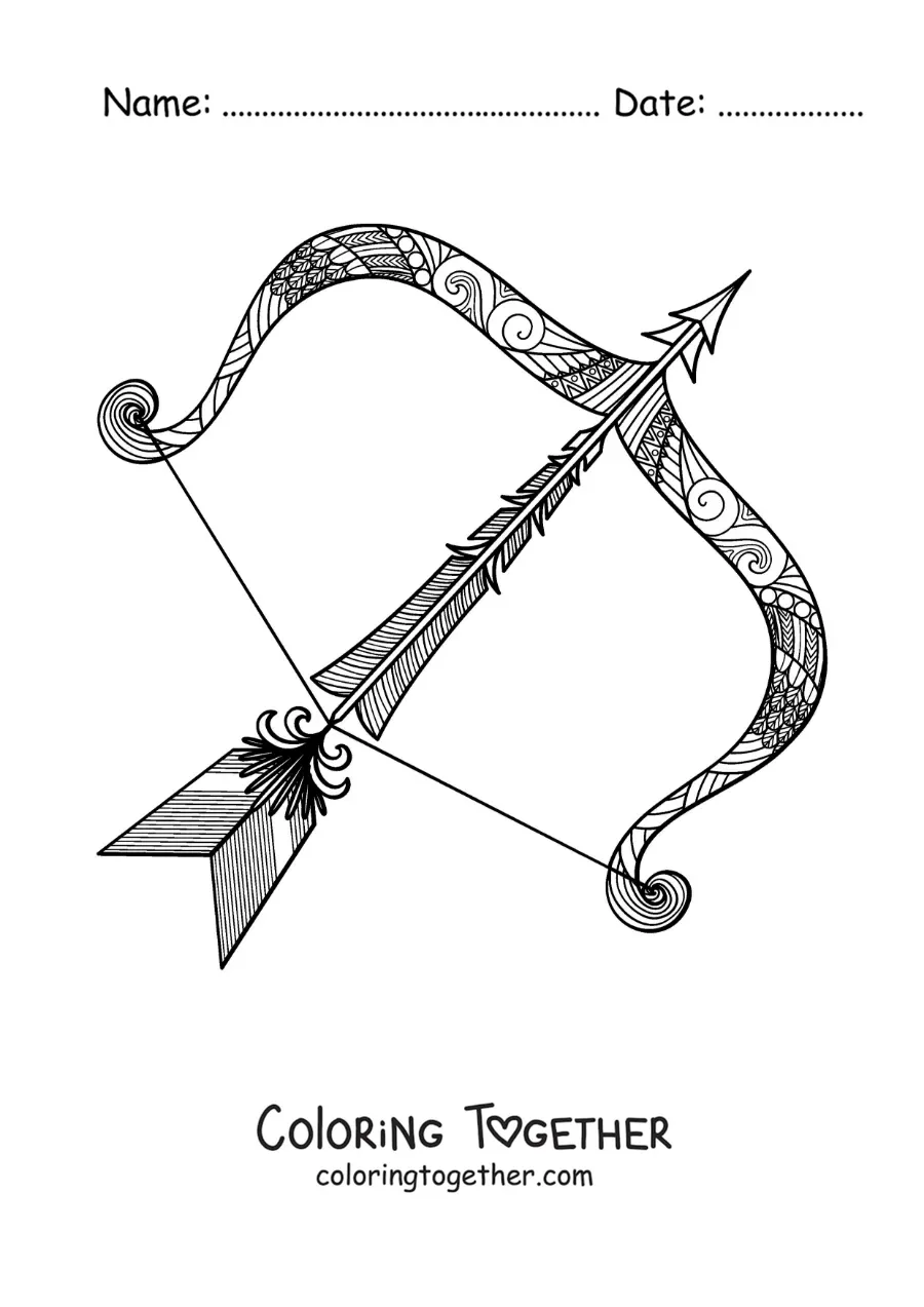 Coloring page of a mandala of the Sagittarius sign
