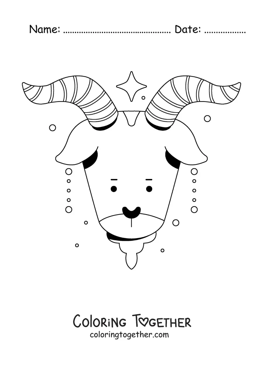 Coloring page of a children's animated Capricorn sign